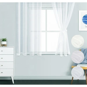 Petek Üstü Mutfak Kısa Boy Tül Perde Ütü İstemeyen Ekstraforlu Kurşunlu Pilesiz Tek Kanat Beyaz