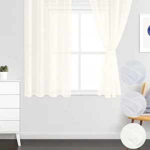 Petek Üstü Mutfak Kısa Boy Tül Perde Ütü Istemez Ekstraforlu Kurşunlu Pilesiz Tek Kanat Açık Krem