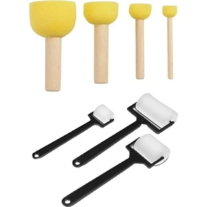 4'lü Ponpon Sünger ve 3'lü Plastik Rulo Seti