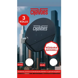 Çanak Anten 85CM 3 Kollu Delikli Rüzgara Dayanıklı + Tekli Lnb ve Montaj Seti (Premium Paket)