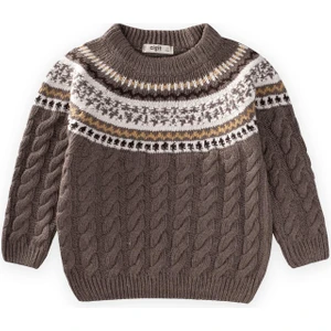 Desenli Triko Kazak 2-8 Yaş Vizon