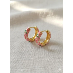 Mineli Pembe Çelik Küpe