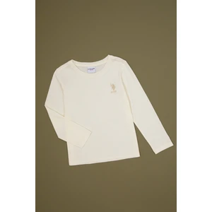 U.S. Polo Assn. Kız Çocuk Krem Basic Tişört Pamuk %95 Elastan Regular Fit