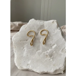 Çelik Takı Soyut Gold Çelik Küpe