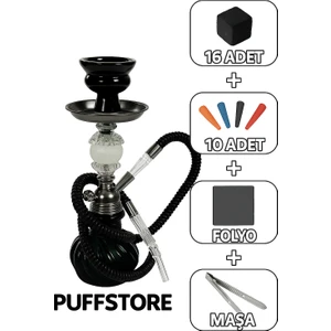Puffstore | Siyah Küçük Boy Nargile Takımı | Taşınabilir, Masa Üstü Nargile Takımı