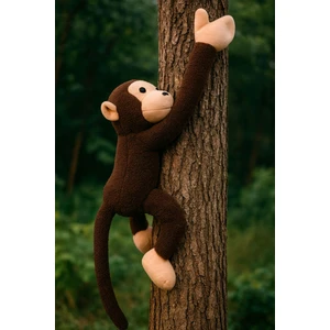 Elleri Yapışan Oyun ve Uyku Arkadaşı Peluş Maymun Oyuncak Sarılan Maymun Kahverengi