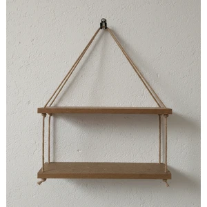 Halatlı Duvar Rafı 2 Li Kahverengi