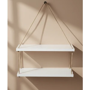 Halatlı Duvar Rafı 2 Li Beyaz