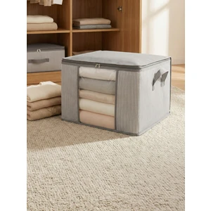 Orta Boy Pencereli Çizgi Desen Baskılı Antrasit Dolap içi Kıyafet Düzenleyici Hurç 45x40x30 cm