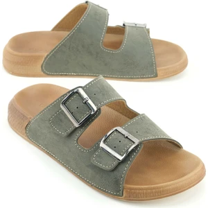 Erkek Yazlık Suni Deri Iki Toka Ayarlanabilir Rahat Taban Günlük Terlik