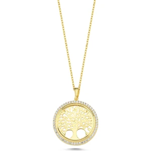 Taşlı Ağaç Altın Kaplama Kolye Kly1