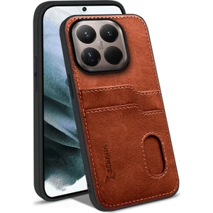 Xiaomi Mi 15T Pro Uyumlu Kılıf Zebana Kartlıklı Lüx Deri Kılıf Kahverengi