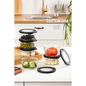 4381 Flat 6lı Cam Kahvaltılık Çok Amaçlı Saklama Kabı Cam Kahvaltı Seti