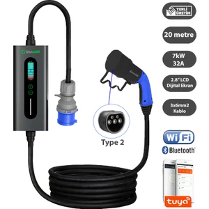 ZTA320 Taşınabilir Elektrikli Araç Şarj Cihazı 32A/7KW/220V (20 Metre)