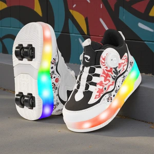 Rocky Sport Flames Çocuk Patenli, Işıklı Rahat Beyaz-Siyah Spor ve Günlük Ayakkabı&sneaker | Yeni Model Tarz Patenli Kaykay Ayakkabı