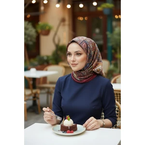 Etnik Desen Taba Soft Pamuk Eşarp