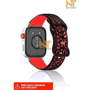 Nezih Case Xiaomi Redmi Watch 4 / 5 / 6 / Band 8 Pro / Uyumlu A Kalite Leopar Desenli Silikon Kordon