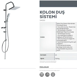 SH630 Tepe Duş Sistemi Kendinden Temizleyicili (Kare)