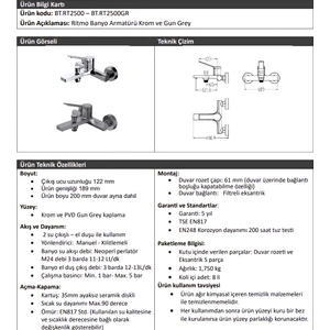 Ritmo Krom Banyo Bataryası RT2500