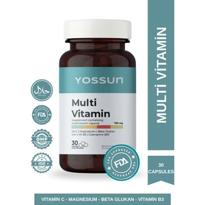 Multivitamin 30 Kapsül – C Vitamini, Magnezyum, Demir, B3, Beta Glukan ve Koenzim Q10 İçeren Takviye