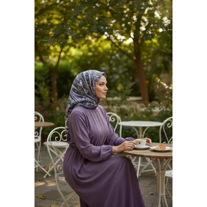 Şahmeran Desen Lila Pamuk Eşarp