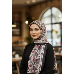 Soft Gül Desen Lavanta Pamuk Şal