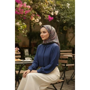 Mini Çiçek Desen Fuşya Pamuk Eşarp