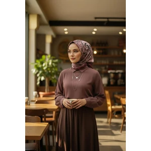 Gül Desen Pudra Pamuk Eşarp