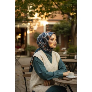 Dalga Desen Turuncu Soft Pamuk Eşarp