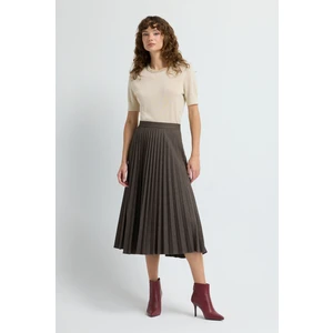 Piliseli Gabardin Etek Kahve 12745683000