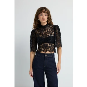 Adl 3/4 Kollu Dantel Bluz Siyah 11546000000