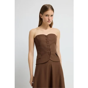 Adl Straplez Bluz Kahve 11545763000