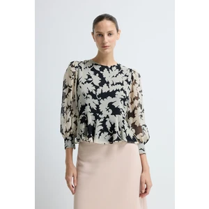 Adl Desenli Bluz Siyah 11545906000