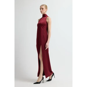 Halter Yaka Elbıse Bordo 12444660002