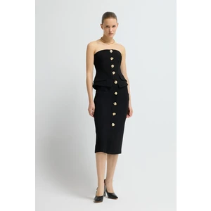 Adl Gabardin Midi Etek Siyah 12745868000