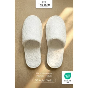 The Berb | 10 Çift | Welsoft Tek Kullanımlık Premium Otel&spa Terliği | Kaydırmaz Tabanlı | Beyaz