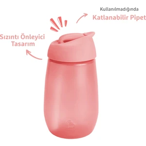 Simple Clean Yıkanabilir  Pipetli Alıştırma Bardağı | 296 ml | 12 Ay+ | Pembe| BPA İçermez 