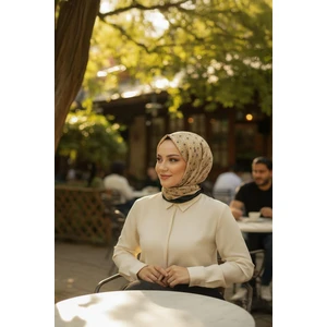 Ince Elmas Desen Karamel Pamuk Eşarp