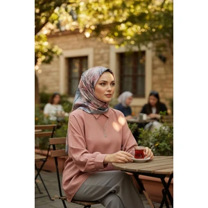 Geometrik Desen Taş Pamuk Eşarp