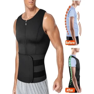Erkek Kadın Vücut Şekillendirici Sauna Yeleği Kemerli Toparlayıcı Korse Üst Karınzayıflama Shapewear Yağyakma Spor Yeleği