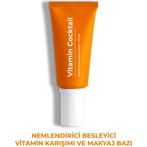 Vitamin Kokteyl-Nemlendirici Besleyici Onarıcı Yüz Kremi (Vitamin C+ B3 +B5 +E) ve Makyaj Bazı 50ML