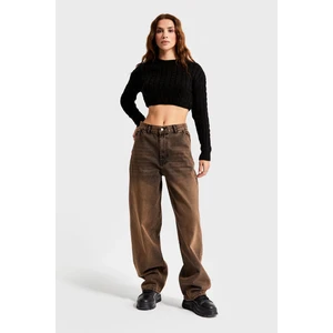 Its Basic Kadın Özel Kahve Renk Skater Fit %100 Koton Denim