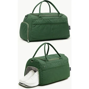 Haki Krinkıl Kumaş Ayakkabı Bölmeli 00818 Önü Cepli Su Geçirmez Omuz Askılı Spor ve Seyahat Çantası