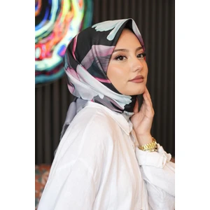 Lale Desen Antrasit Soft Pamuk Eşarp
