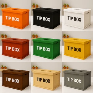 Ahşap Siyah Tip Box Kumbara ve Bahşiş Kutusu Tipbox