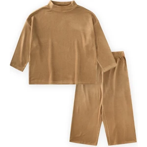 Yumuşak Dökümlü Oversize Bambu Takım 3-10 Yaş Olive