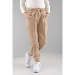 Lastikli Içi Polarlı Cepli Rahat Unisex Çocuk Eşofman Altı Taş