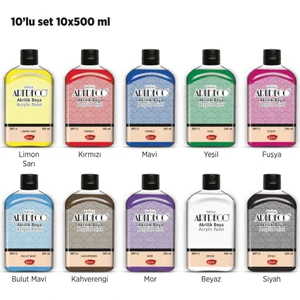 Akrilik Boya 500 Ml. 10 Renk Set