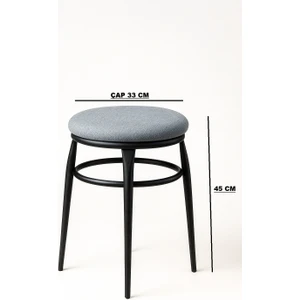 4 Ayaklı Minderli Tabure Açık Gri