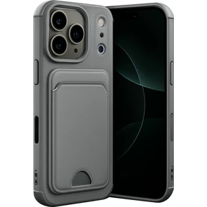 Apple iPhone 17 Pro Max Uyumlu Arka Kamera Korumalı Kart Koyulabilen Silikon Kartlıklı Kılıf Kapak